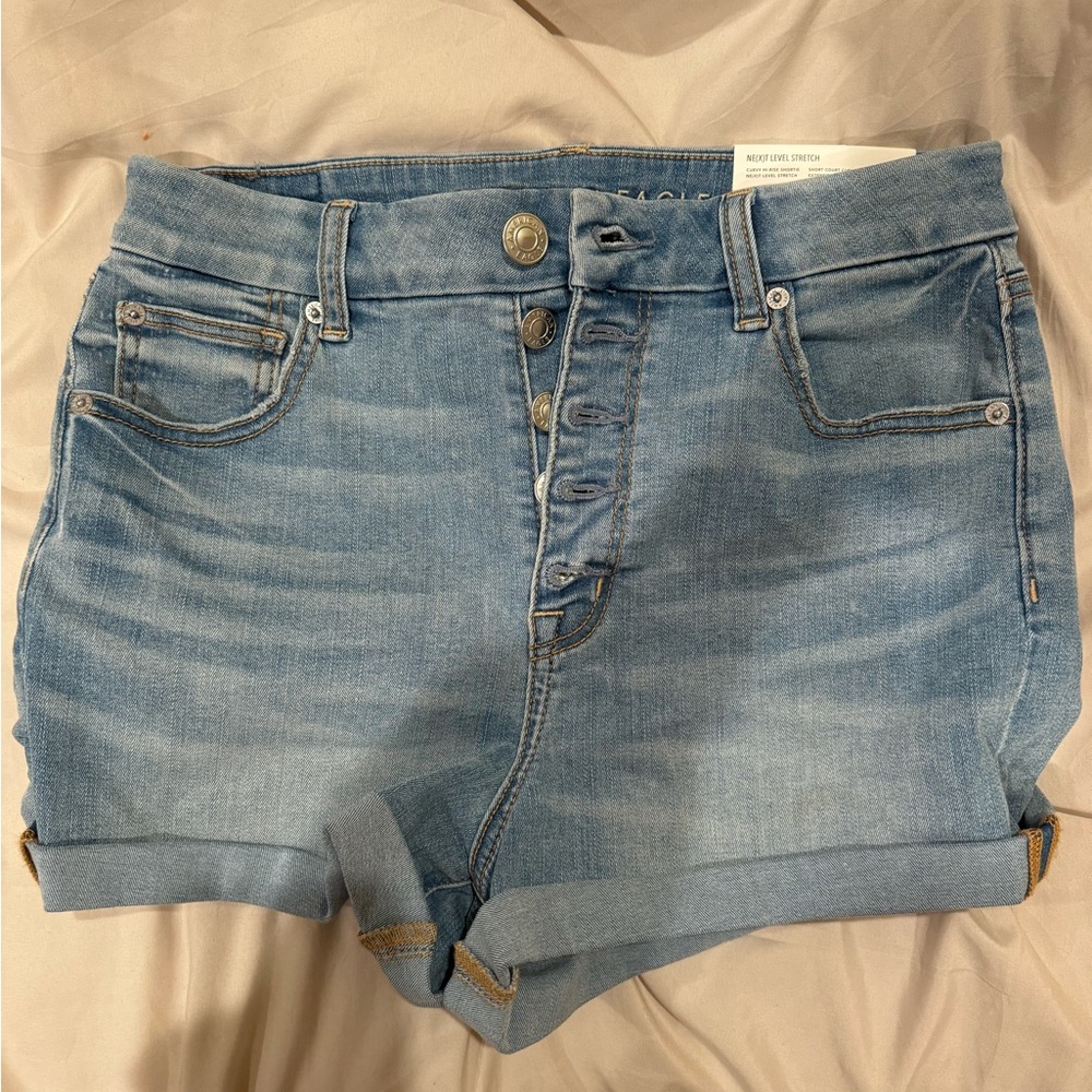 American eagle blue wash curvy hi-rise shortie next level stretch size 8 or 29w